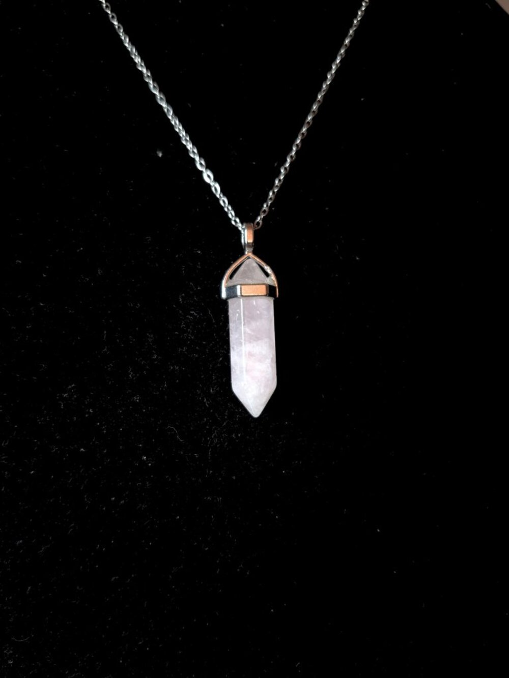 Rose Quartz Gemstone Charm Necklace - Picture 3 of 4